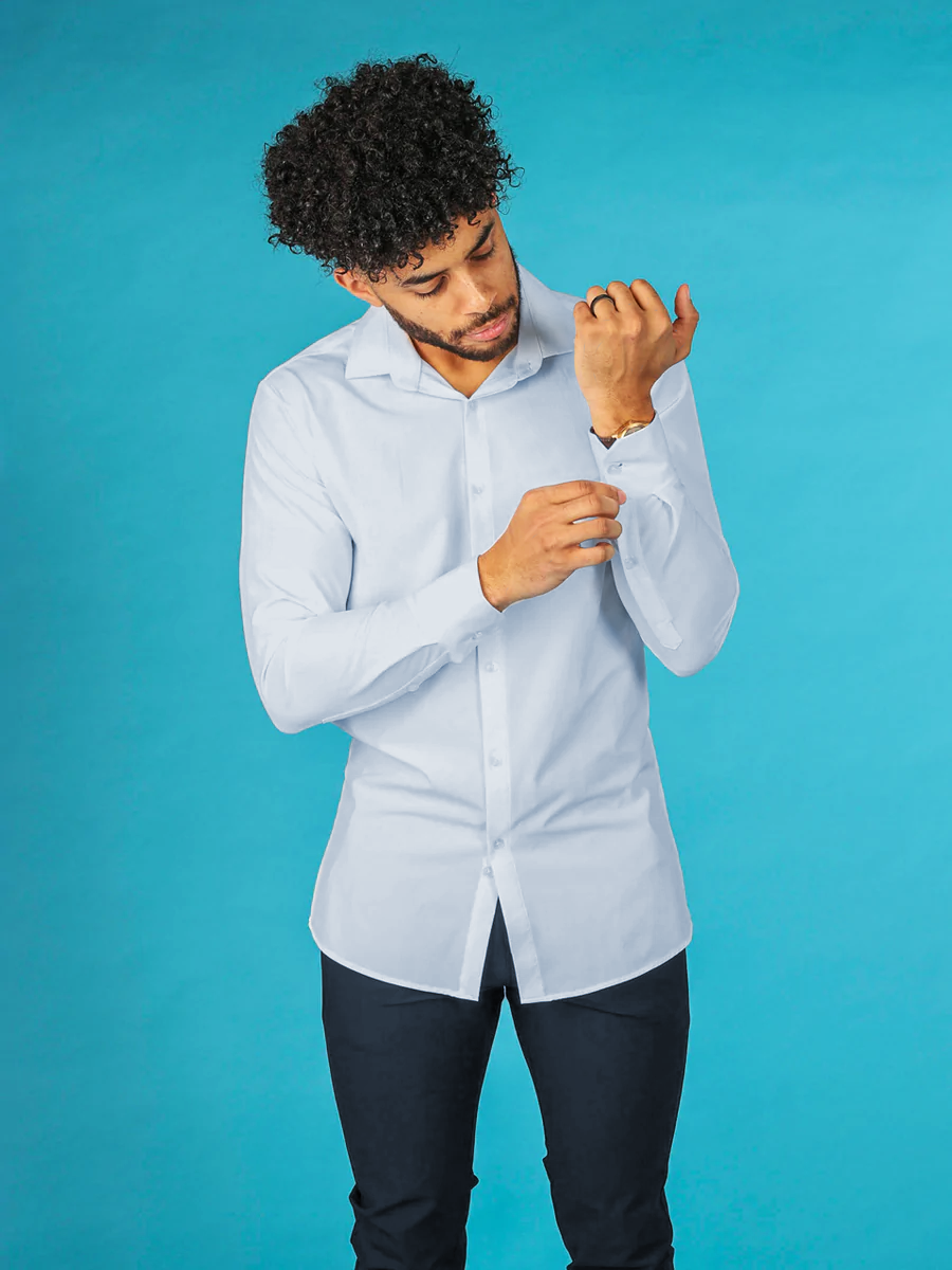 Light Blue Stain Repellent Sustainable Solid Shirts